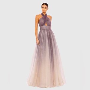 Mac Duggal | 20376 Multicolor Glitter Ombre Halter Neck Ballgown NWT size 12